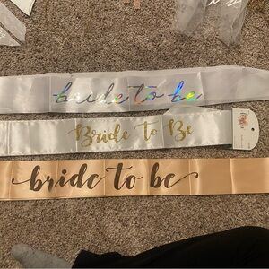 Bride to Be Sashes in White, Gold, and Cream